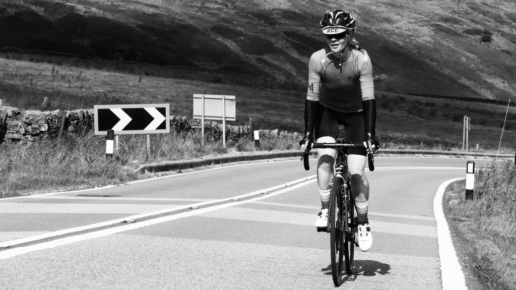 Amy climbing Holme Moss